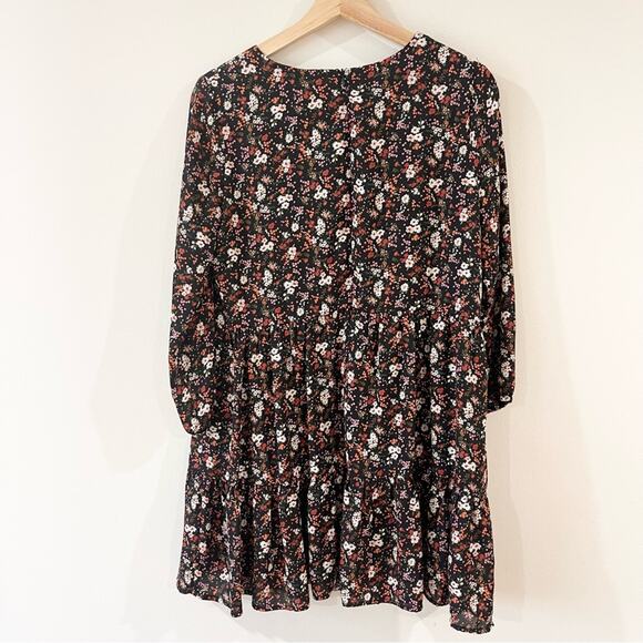 Altard State Long Sleeve Mini Dress Black with Floral Print Women’s size S - Picture 6 of 9